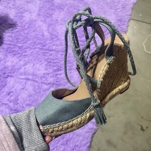 Stylish Blue jean Espadrille Wedge Sandals